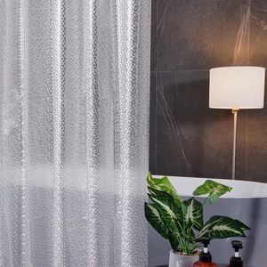 Douchegordijn Extra lang Badgordijn Antischimmel Waterdicht voor Baddouche Transparant Eva gordijn Antibacterieel met 12 Doucheringen Sprankelend Extra grote zoom van 200x200cm met Stenen.