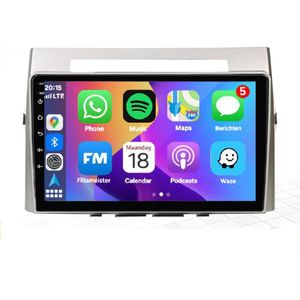 Autoradio 4/64GB met Carplay en Android auto | Geschikt voor Toyota Corolla Verso AR10 2004-2010 | Radio scherm met Navigatie | 2004 2005 2006 2007 2008 2009 2010