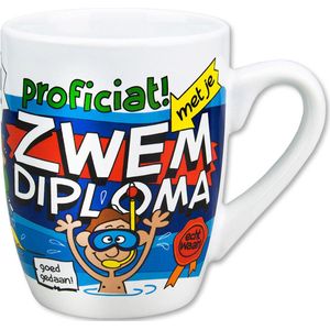 Cadeau mok - mok - zwemdiploma cadeau - zwemdiploma gehaald - mok - beker