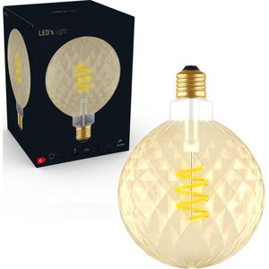 XXL Grote LED Lamp E27 met goud glas - Diamond - Dimbaar warm wit licht