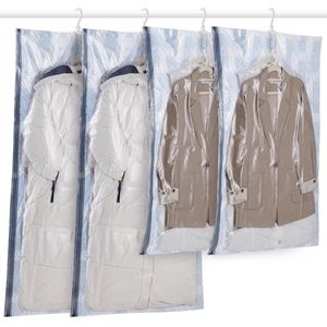 Hangende vacuümzakken voor kleding, 4 verpakkingen (2 lange 135 x 70 cm & 2 korte 105 x 70 cm), vacuümzakken, kleding voor pakken, mantels, jassen, blauwe vakkumzakken, kleding