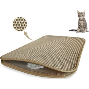 Kattenbakmat - 40 x 50 cm - Creamy White - Uitloopmat Kat - kattenbakvulling - Opvang ruimte - Grit opvanger - Waterdicht - Beige - Eco-friendly - Incl. speeltje