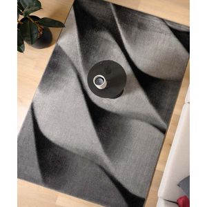 Modern vloerkleed - Canvas zwart/grijs 80x300 cm