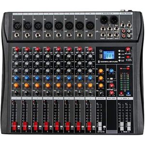 Mengpaneel dj - Mengpaneel mixer - Mengpaneel met versterker - Mengpaneel bluetooth -44,5 x 42 x 10,2 cm - 8 kanalen