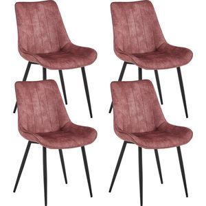 Colenis® - Verta Eetkamerstoel - Set Van 4 - Roze - Adoré Velvet - Industrieel