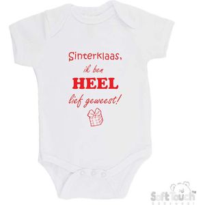 100% katoenen Romper ""Sinterklaas, ik ben heel LIEF geweest!"" Sinterklaas Unisex Katoen Wit/rood Maat 68/74