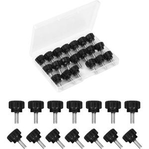 20 stuks - M4 x 10 mm Gekartelde Duimschroef van Koolstofstaal - Vingerschroeven voor Handgreep - Greepduimschroefknoppen - Zwarte Ronde Klemschroeven .