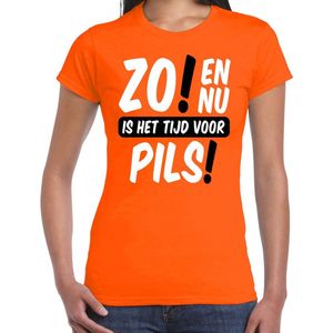 Bellatio Decorations Koningsdag T-shirt voor dames - tijd voor pils - oranje - bier - feestkleding XS