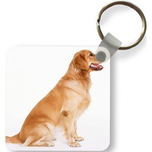 Sleutelhanger - Uitdeelcadeautjes - Zijaanzicht van een zittende Golden Retriever - Plastic