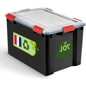 Luchtdichte kunststof opbergdozen met deksel 70L Rood Transparant Hermetische waterdichte sluiting Robuuste kliksluitingen Stapelbaar Stofbescherming BPA-vrij 70L WSB