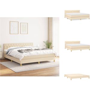 vidaXL Boxspringbed - Bed - 160 x 200 cm - Duurzaam materiaal - Verstelbaar hoofdbord - Pocketvering matras - Middelharde ondersteuning - Huidvriendelijk topmatras - Montagehandleiding meegeleverd - Bed