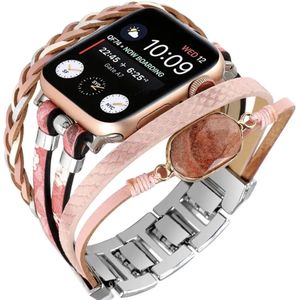 Apple Watch Bohemian Indian style horloge bandje 42/44/45 mm leer en kralen