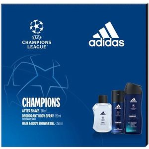 Adidas - UEFA Champoins League - 1x Eau de Toilette 100ml - 1x Deodorant Body Spray 150ml - 1x Hair & Body Showergel 250ml - Geschenkset voor Mannen
