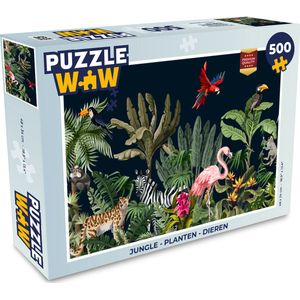 Puzzel Jungle - Planten - Dieren - Kinderen - Flamingo - Zebra - Legpuzzel - Puzzel 500 stukjes