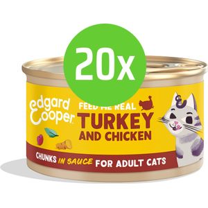 Edgard & Cooper Adult Chunks Turkey & Chick 85 gram - 20 blikjes