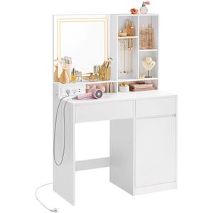 Kaptafel - Met LED-Verlichting - 90 cm Breed – Make-up Bureau - Wit
