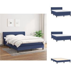 vidaXL Bed vidaXL Boxspring - 140 x 200 x 78/88 cm - Blauw - Pocketvering mattress - Middelharde ondersteuning - Huidvriendelijke topmatras - Bed