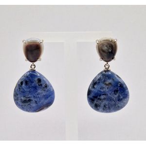 Oorstekers Arctic Ocean - zilver - Blauwe Oorbellen - Sodalite - Opaal - edelstenen - Natuursteen oorhangers -