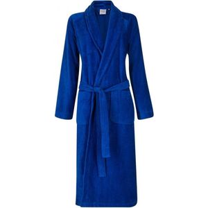 Unisex badjas kobaltblauw - velours katoen - sjaalkraag - maat S/M