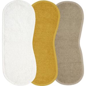 Meyco Baby Uni spuugdoek - 3-pack - badstof - offwhite/honey gold/taupe - 53x20cm