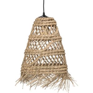 Atmosphera Hanglamp Lahys - E27, niet inbegrepen - Ø28xH48cm - Naturel met zwarte ophanging