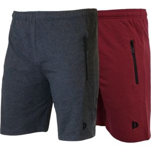 2-Pack Donnay Joggingshort (Nick) - Sportshort - Heren - Charcoal-marl/Burgundy (631) - maat XXL
