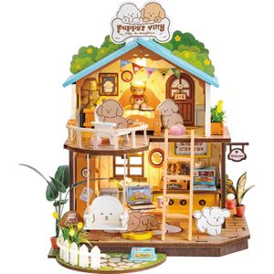 Robotime Rolife Puppy's Cozy Villa - DG169 - Rolife - DIY Miniatuur - Knutselen - Miniatuurhuisje