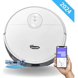 MrGoods - 4 in 1 Robotstofzuiger Met Dweilfunctie - Met Laadstation - Valdetectie - Koppeling met App - Ultra Stil - HEPA Filter - Zwart