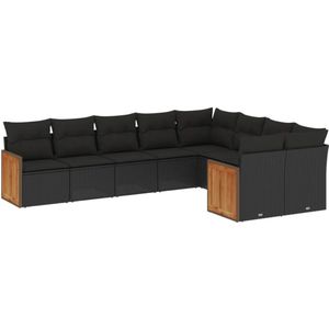 vidaXL Loungeset 9-delig - Poly Rattan - Zwart Loungeset - Tuinset - Lounge Set - Buitendecoratie - Outdoor Furniture
