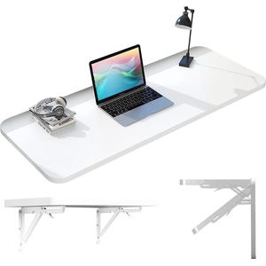 80 x 40 cm klaptafel muur, wandklaptafel keuken, wandtafel inklapbaar, wandmontage voor het bureau, eettafel, laptoptafel, klein, wit