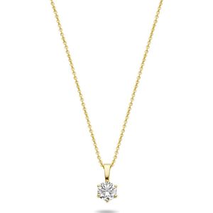 New Bling 9NBG-0233 Gouden Ketting met Hangertje - Dames - Zirkonia - 4 mm Doorsnee - 6 Poot zetting - Ankerschakel - 39 + 3 + 3 cm - 14 Karaat - Goud