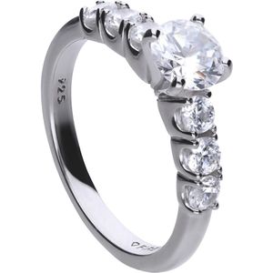 Diamonfire - Zilveren ring met steen Maat 17.0 - Zirkonia - Incl. Luxe LED Cadeaubox