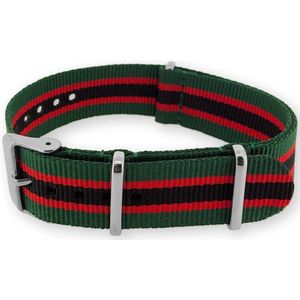 NATO Horlogeband G10 Military Nylon Strap Regimental Groen Rood Zwart 22mm