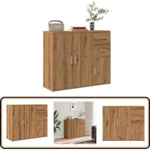 vidaXL Dressoir - 91x29,5x75 cm - Artisanaal Eiken Kleur Dressoir - Houten Dressoir - Salontafel - Opslagmeubilair - Vintage Dressoir