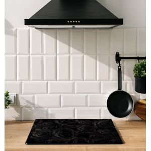 Inductiebeschermer - Zwarte Rozen - 65x52 cm - Inductiebeschermer - Inductie Afdekplaat Kookplaat - Inductie Mat - Anti-Slip - Keuken Decoratie - Keuken Accessoires