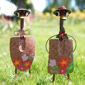 Metalen eend tuinkunst schoppen ornamenten eend tuinbeelden buiten paar eend tuin decor boerderij tuin gazon kerstdecoraties housewarming tuingeschenk-2 Pack .