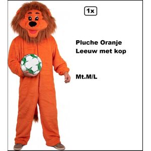 Pluche Oranje Leeuw met kop mascotte maat M/L+ - Holland Oranje Nederland thema feest party festival dieren EK voetbal