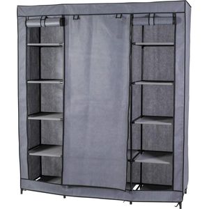 XXL-kledingkast - ca. 150 x 175 x 45 cm - grijs-zwart - ruime opbergmogelijkheden Kledingkast