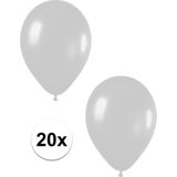 20x Zilveren metallic ballonnen 30 cm - Feestversiering/decoratie ballonnen zilver