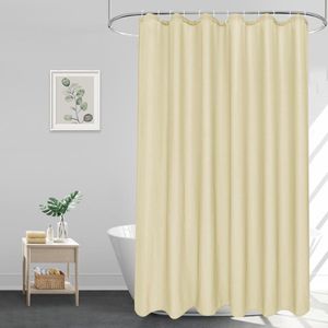 Douchegordijn, polyester, textiel, badgordijn, waterdicht, wasbaar, schimmelwerend, sneldrogend, 1,8 x 2 m, met 12 ringen, beige, 180 x 200 cm, beige