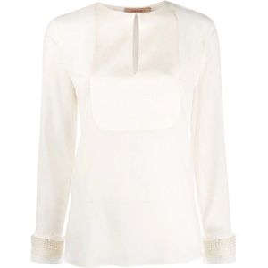Twinset • off white blouse met parels • maat S (IT42)