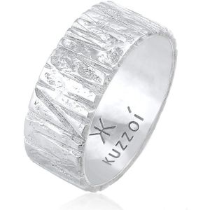 KUZZOI Heren Ring Heren Ring Structuur Hammered Organische Look Trend in 925 Sterling Zilver