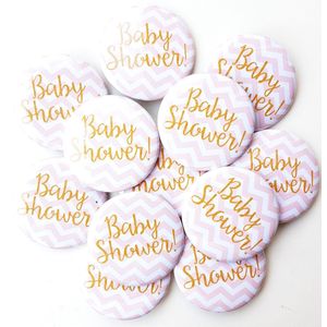 12X Button Babyshower Chevron roze goud - geboorte - baby - kraamfeest - genderreveal - babyshower - button