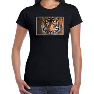 Dieren shirt met tijgers foto - zwart - voor dames - natuur / tijger cadeau t-shirt / kleding XXL