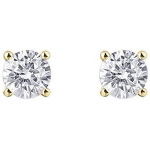 Gisser Jewels - Oorstekers VGE037/4 - 14k geelgoud - met zirconia stenen - 4 mm - Sieraad - Dames - Oorbellen - Oorknopjes - 14 Karaat Goud - Ø 4 mm