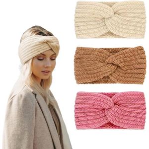 Pack of 3 Wool Turban Hair Bands for Winter Accessories, Ideal for Women and Girls
