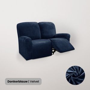 BankhoesDiscounter Velvet Recliner Fauteuil Hoes – Relaxzetel – Relax Sofa Hoes – Bankbeschermer – Zetel Hoes - Sofa Cover - M2 (122-165cm) - Donkerblauw