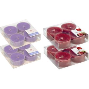 Trend Candles - 16x max-size geurkaarsen theelichtjes lavendel en gebakken appel 8 branduren