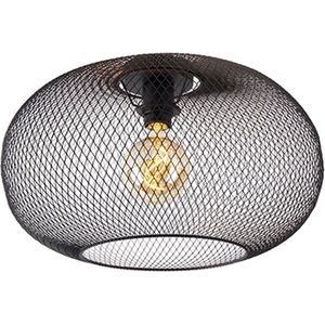 QAZQA mesh_ball - Moderne Plafondlamp - 1 lichts - Ø 45 cm - Zwart - Woonkamer | Slaapkamer | Keuken