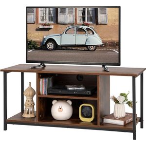 TV-kast voor tv's tot 50 inch, tv-lowboard met verstelbare planken, open vakken, 2 gaten voor kabels, televisietafel, tv-kast voor woonkamer, slaapkamer